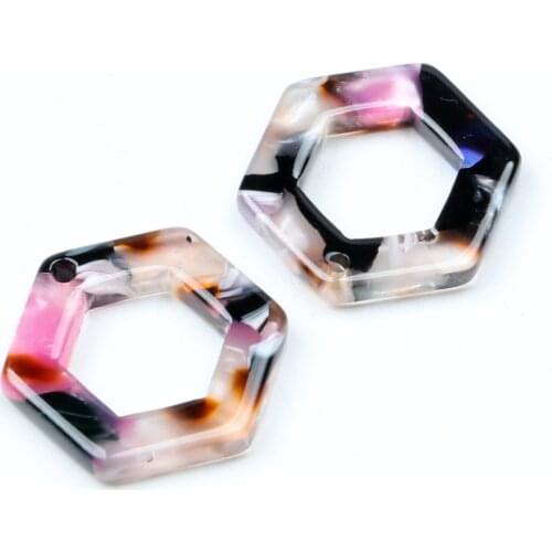 Leopard Print,Tortoise Shell Earring Charm,Acetate Acrylic,Hexagon Shaped,Boho,Earring Parts,Ohrringe finding,19X17mm-ACE268