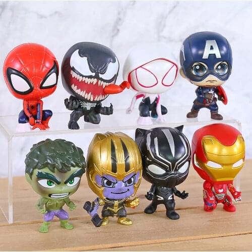 Marvel Spiderman Gwen Stacy Venom Thanos Hulk Captain America Iron Man Black Panther PVC Figures Dolls Toys 6pcs/set