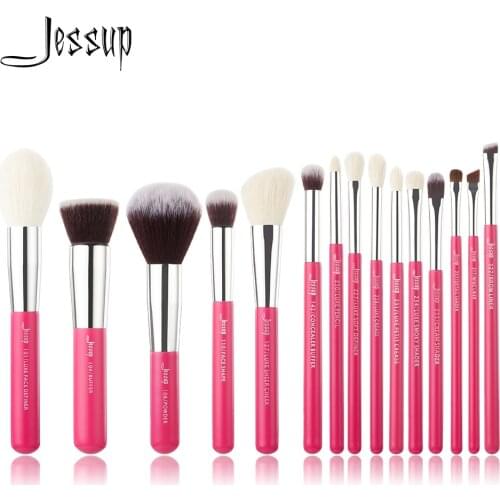 Jessup Rose-carmin/Silver Professional Makeup Brushes Set Beauty Tools Make up Brush kit Foundation Powder Definer Shader Liner