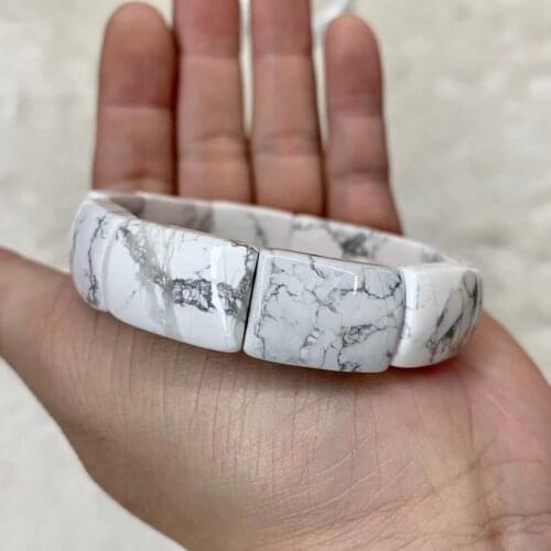 Natural Howlite Stone Beads Bracelet Natural stone Bangle Fine Jewelry For Woman For Man For Gift Wholesale