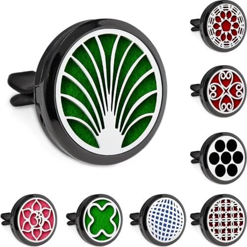 New Arrival Flower Tree Leaf Black 30mm Magnet Open Essential Oil Car Vent Clip Perfume Diffuser Locket Free 10 Pads