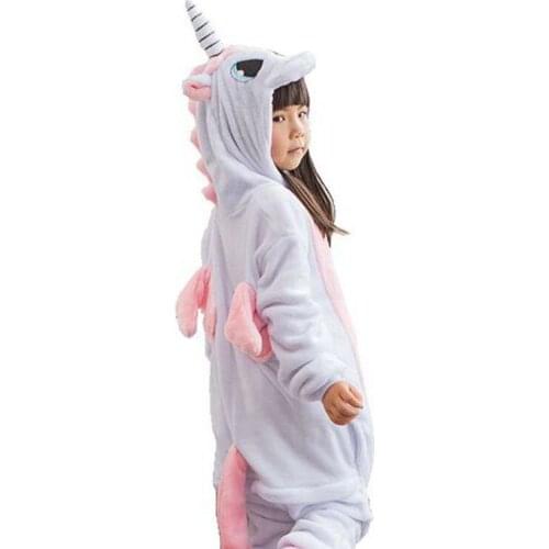 Winter Flannel Soft Warm Unicorn Kigurumi Pajamas Hooded Animal Cartoon Boys Pyjama Onesie Unicornio Pijama Girls Kids Sleepwear