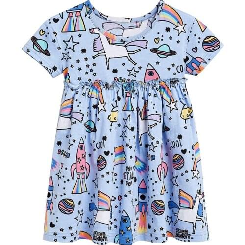 Girl Dress Kids dress print childrens lotus leaf dress childrens wear