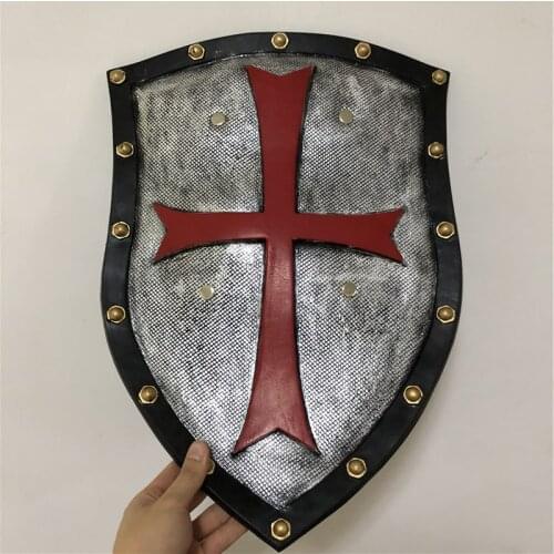 52cm Halloween Cosplay Prop Red Crusader Pope Knight Orc Shield 1:1 PU Weapon Movie Game Anime Cos Kids Role Play Gift PU