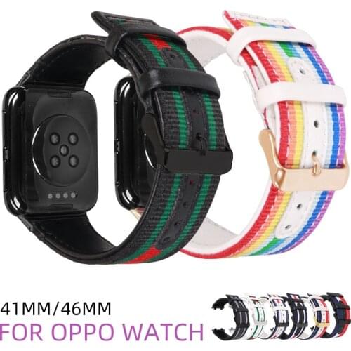 41mm 46mm Strap for OPPO Watch 41mm Nylon Leather Band Replacement Bracelet for OPPO Watch 46mm Braided Fabric Bands Watch Band