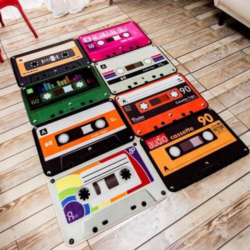 Retro Magnetic Tape Design Rugs Washable Non-Slip Doormat/ Foot Mat Super Soft Thicken Carpet for Living Room Bedroom Kids Room