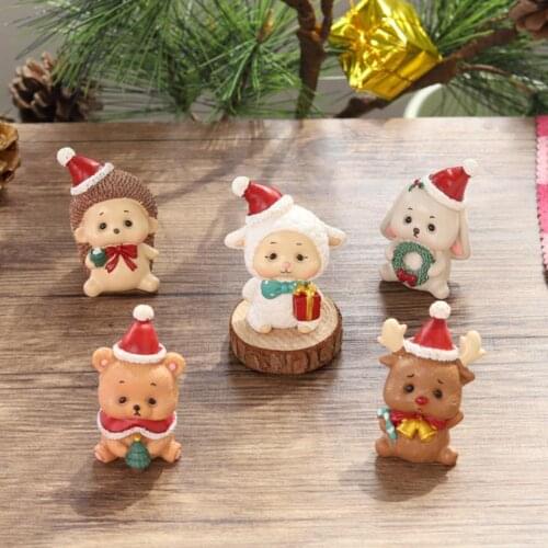 Christmas Statue Animal Shape Collectible Resin Realistic Compact Table Figurine Table Decor Statues for Home Office Decoration