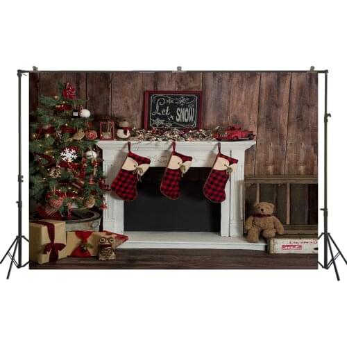 Christmas Decorations House 3D Backdrop Garland Noel Santas Fireplace Banner Family Kids Portrait Photo Studio Background Props