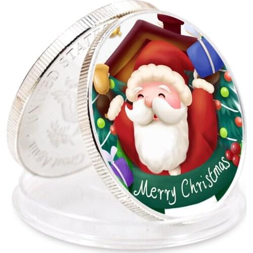Silver Coin Gold Plated Metal Coins Merry Christmas Challenge Coins Worth Collection
