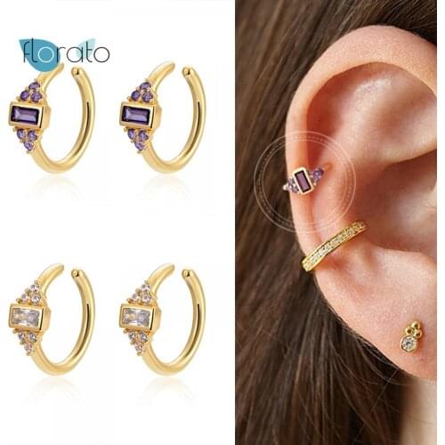 1PC 925 Sterling Silver Non Piercing Ear Cuff Earrings for Women Gold Color Crystal Ear Clips Earrings Fashion Jewelry Gifts