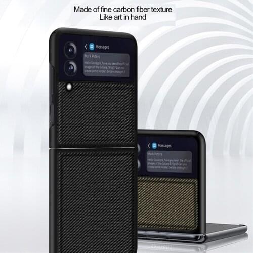 For Samsung Galaxy Z Flip3 Phone Case Carbon Fiber Pattern Folding Shell Flip Protective Cover