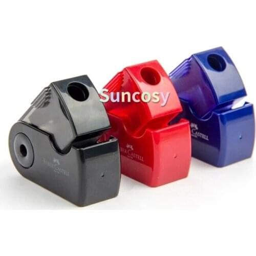Faber Castell 1827 Series Double Hole Pencil Sharpener, Black, Red, Blue,Singal Hole Professional kawaii sharpener For Kids