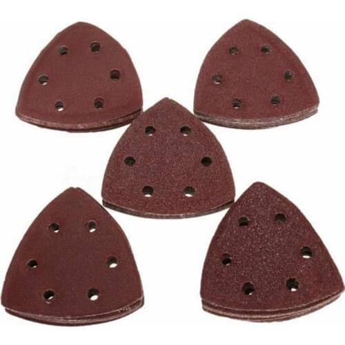 Triangle flocking sandpaper 6 holes 40 60 80 120 180 each 10 sandpaper metal wood polishing machine