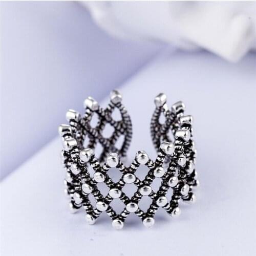 Sole Memory Retro Thai Silver Creative Woven Mesh Delicate 925 Sterling Silver Female Resizable Opening Rings SRI325