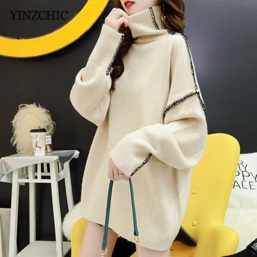 Winter New Woman Thick Sweater Turtleneck Female Casual Loose Knitted Pullovers Solid Color Woman Warm Autumn Outwear Top