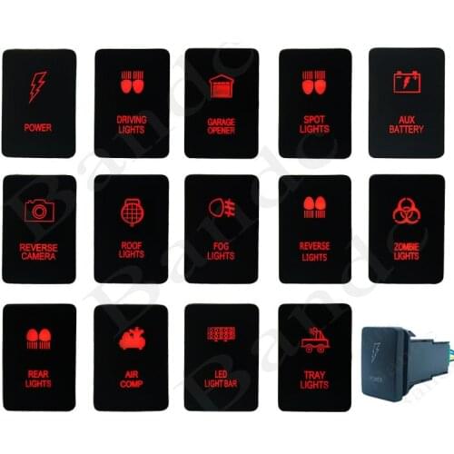 Push Switches with Jumper Wires 3A 12V On Off RED Led Lights Switches for Toyota Landcruiser Prado Hilux 200 Series