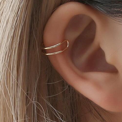 1Pc Minimalist Women Hollow geometry U-shaped Ear Cuff Clip On Cartilage Earrings Non-piercing Jewelry