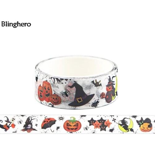 10pcs/set Blinghero 15mmX5m Halloween Washi Tape Cool Masking Tape Adhesive Tapes Cartoon Stationery Tapes Decal Gifts BH0327