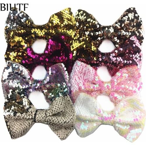 10pcs/lot 5 inch Reversible Glitter Sequin Bow With/Without Hair Clip Girl Dance Party Hair Accessories HDJ138