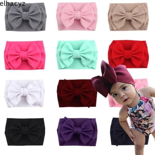 10pcs/lot 7'' Big Double Layer Molded Foam Bow Headband For Girls Solid Elastic Hair Band Big Puff Bow Turban Hair Accessories