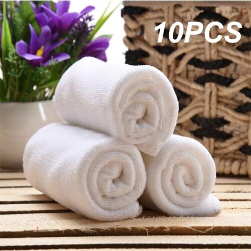 10 Pcs Multifunctional Microfiber Towel 10pc White Home Car Cleaning Towel Home Kitchen Bathroom Cleaning Tools Home Textile