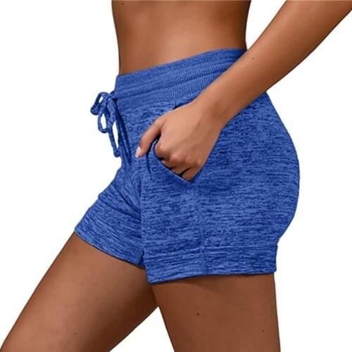 2020 Women Shorts Summer Slim Beach Casual Women Solid Color Quick Dry Pockets Drawstring Stretchy Sports Shorts Minipants шорты