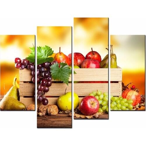 4 Pieces Unframed Canvas Paintings Modern Home Decoration pictures Food Paintings Wall Art pictures
