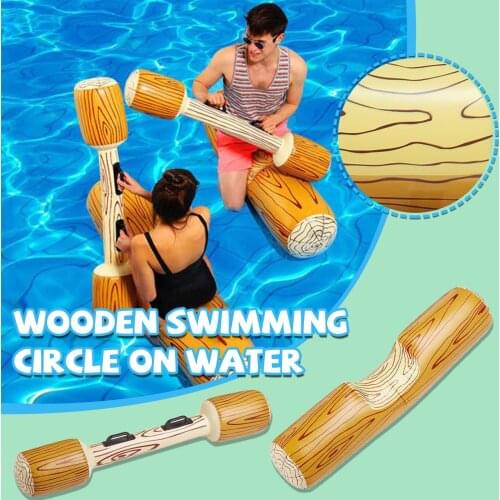 4pcs/Set Wood Grain Inflatable Floating Swimming Ring Family Adults Kids Funny Water Battle Toy Swimming Pool Accessories