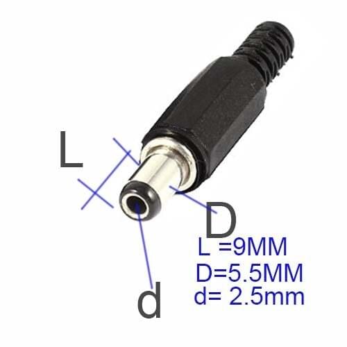 5.5mm x 2.5mm x 9mm Male Jack DC Power Plug Connector Adapter Black new