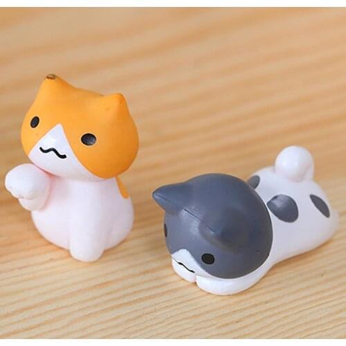 6pcs Garden Decorations Lovely Wonderful Plastic Cartoon Cat Micro Landscape Plant Potted Desktop Craft Decoration