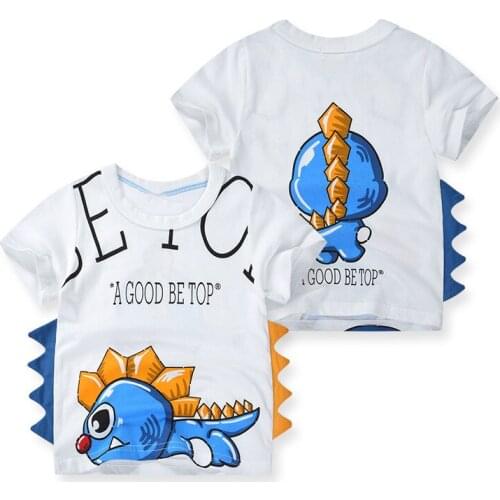 Bambino 2021 White Summer Tee for Boys 2-7 Years Dinosaur T Shirt of Children Top Clothes of School Kids 100% Cotton Clothing