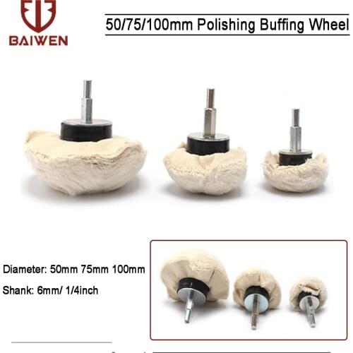 White Cotton Polishing Buffing Pad Mop Wheel Drill Kit Mushroom Shape For Car Polisher Aluminum Stainless Tools Accessories