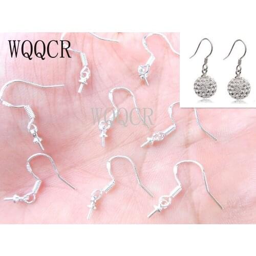 Free Shipping 100PCS Wholesale Jewelry Making Beads 925 Stamped Silver colorAccessory Findings Joint Earrings Hook Earwire