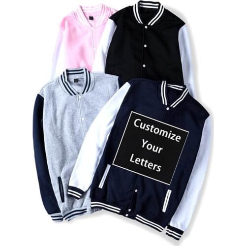 Kpop Custom made baseball jacket bomber jacket Men Women Unisex DIY Logo Design Uniform Sweatshirt Customize Streetwear Tops