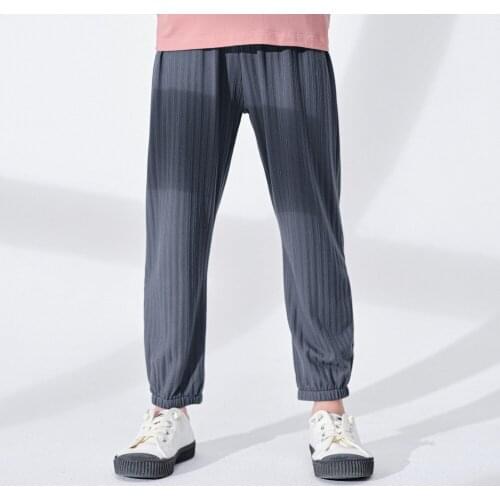 Hollead Children Casual Length Pants Unisex Pleated Elasticat Trousers Girl Boy Sport Spring Summer Student Sweatpant 4-13 Years