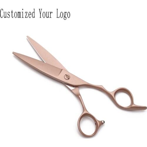 C9123 6.0" 17cm JP 440C Rose Gold Engraving Logo Micro Sawtooth Cutting Shears Hairdressers Scissors Professional Hair Scissors