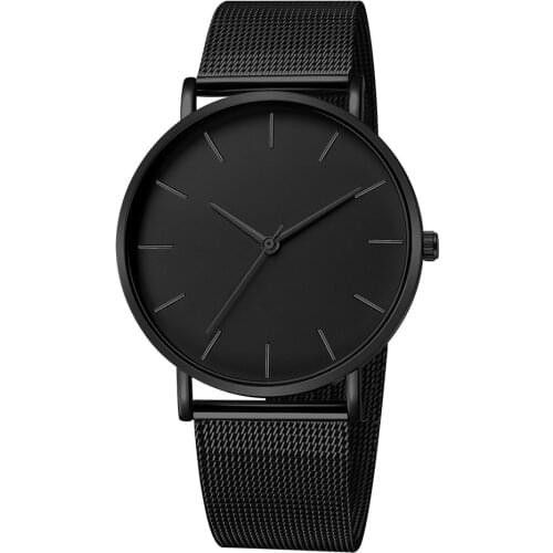 Simple MenS Black Mesh Steel Watch For Casual Business Style Full Stainless Steel Wrist Quartz Watch Homme Relogio Masculino