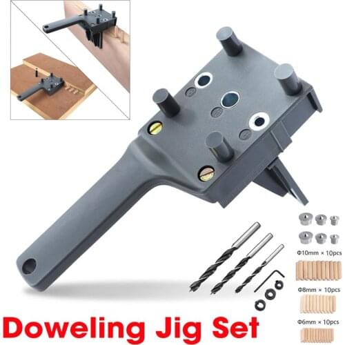 Woodworking Doweling Jig 6 8 10mm Handheld Drill Guide Bit Hole Saw Tools Wood Drilling Doweling Hole Locator Saw Tools
