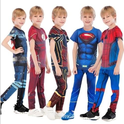 Kids Bjj MMA Clark Kent Sportsuit Superhero Rashguard T-Shirts Jiu Jitsu Muay Thai The Flash Running Trousers Boxing Jersey Sets