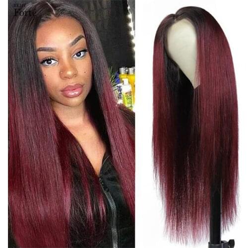 Ombre 1B99J Straight Lace Wigs Pre Plucked Burgundy Human Hair Wigs 4x4 Lace Closure Straight Human Hair Lace Wigs Remy Hair
