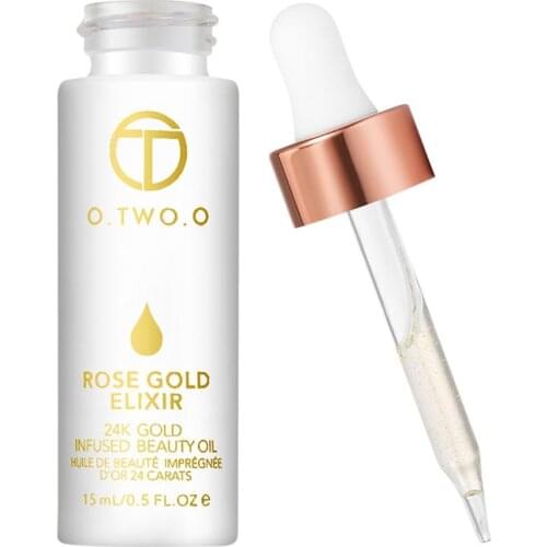 O.TWO.O 24k Rose Gold Elixir Skin Make Up Oil Face Essential Oil Before Primer Foundation Moisturizing Face