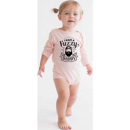 Fuzzy Daddy Newborn Infant Baby Boys Girls Long Sleeve Romper Causal Toddler Kids Jumpsuit Outfits Clothes 0-24M