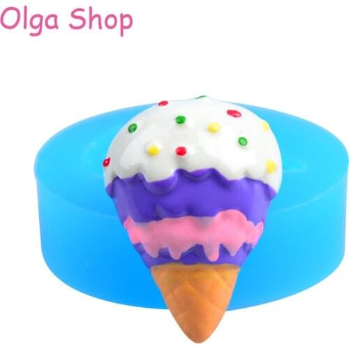 XYL031 Ice Cream Mold with Cone 29mm Flexible Silicone Mold Miniature Sweets Deco Polymer Clay Mold Jewelry Charms Fondant