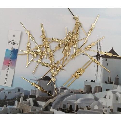 Camal 100pcs 45mm Golden Plated Metal Bowtie Pins Crystal Prisms Beads Connectors Butterfly Shaped Chandelier Lamp Parts