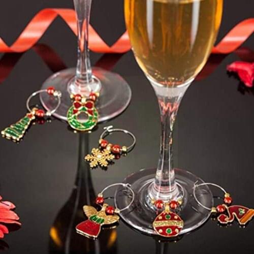Champagne Wine Glasses Charm Rings Silver Metal Earrings Wire Hoops Labeling Rings Circle Gift Party Wine Drink P2S8