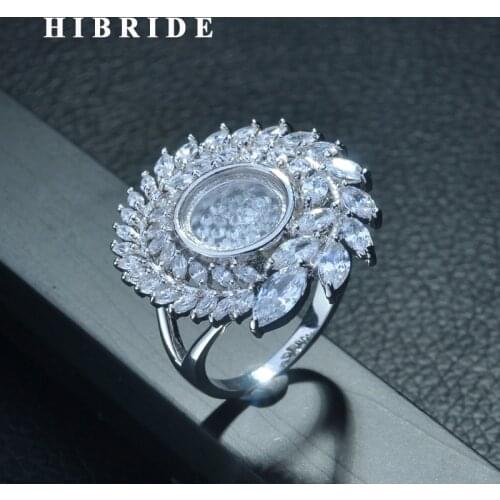 HIBRIDE Hot Leaf Shape Top Quality Cubic Zirconia Rings for Women Luxury Party Wedding Show Gifts Wholsale Bijoux Femme R-257