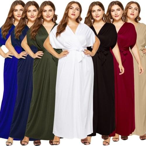 Summer Casual Bat Sleeve Women Maxi Dresses High Elastic Solid All-Match Robe Elegant Streetwear Dress Lady Plus Size Clothing