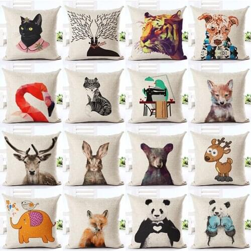 Fashion Style Cotton Linen Animal Printed Cushion Cover Home Decorative Throw Pillow case Fundas Para Almofadas Cojines