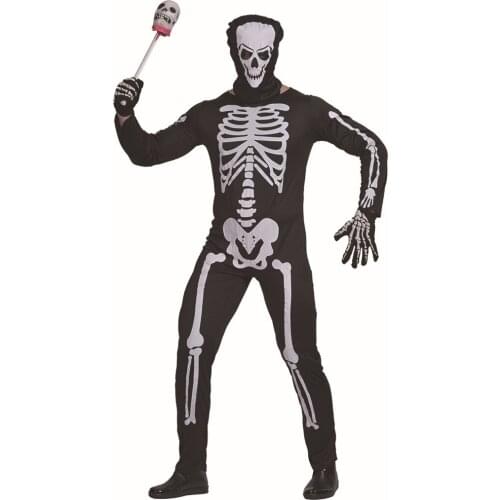 Mens Skeleton Costumes Scary Black and White Halloween Jumpsuit Cosplay Dress For Women