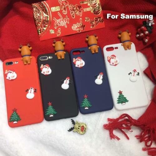 Soft TPU Cartoon 3D Elk Merry Christmas Tree Candy Color Case For Samsung Galaxy A6 Plus J8 2018 A9 Star Lite C7 Pro A710 Case